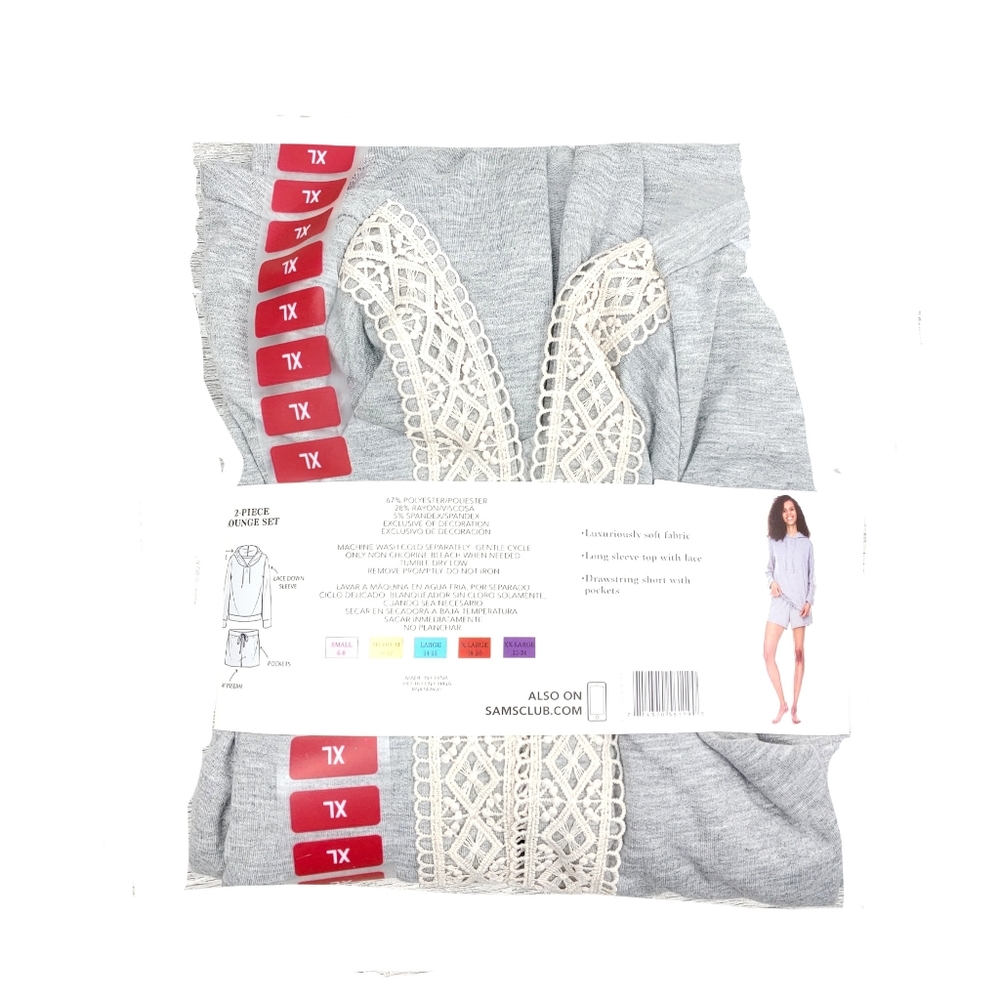 NWT Flora Ladies Gray Brush Knit & Lace 2 PieceLounge Set by Flora Nikrooz - Picture 5 of 5